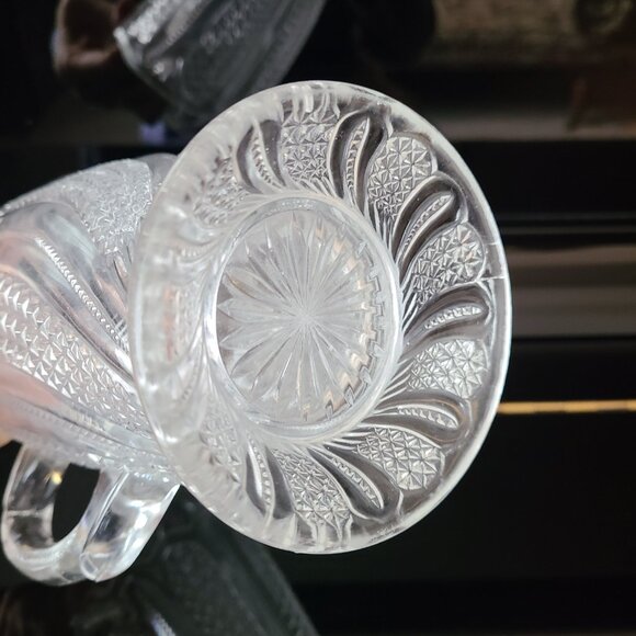 Antique clear glass pitcher EAPG Victorian Mckee Bros Doric swirl pattern. - Picture 7 of 8